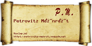 Petrovitz Ménrót névjegykártya